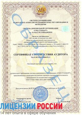 Образец сертификата соответствия аудитора №ST.RU.EXP.00006191-3 Черногорск Сертификат ISO 50001